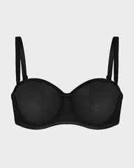 Strapless Mesh Underwire Balconette Bra