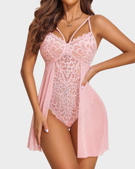 Womens Lace Bodysuit Teddy Chemise Sexy Nighty Mesh Sleepwear