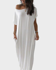 Off-Shoulder Batwing Sleeve Maxi Lounge Dress