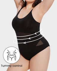 Criss-Cross Mesh Panel Sculpting Bodysuit