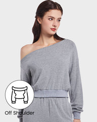 Soft Stretchy Off-Shoulder Long Sleeve Sweatshirt