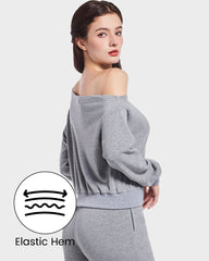 Soft Stretchy Off-Shoulder Long Sleeve Sweatshirt