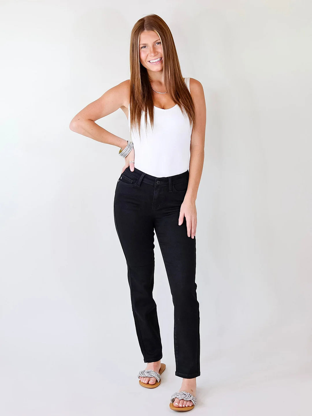 SheCurve® Tummy Control Cuffed Slim Fit Jeans