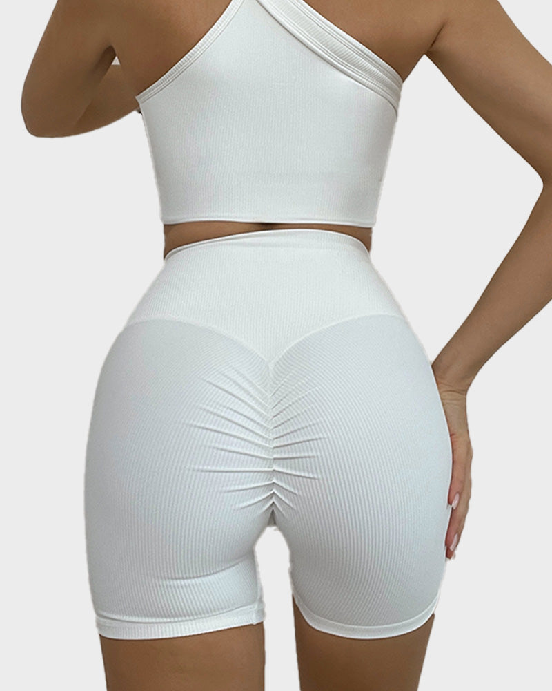 SheCurve®High Waist Ruched Butt Lifting Fitness Shorts