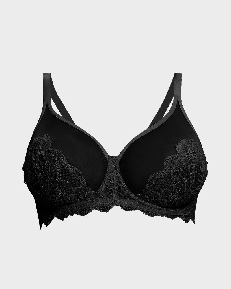 SheCurve® Full Coverage Lace Black Minimizer Bra