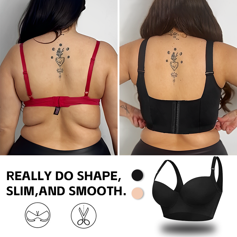 SheCurve® Full-Coverage Back Smoothing Bra- Black+Brown (2 Pack)