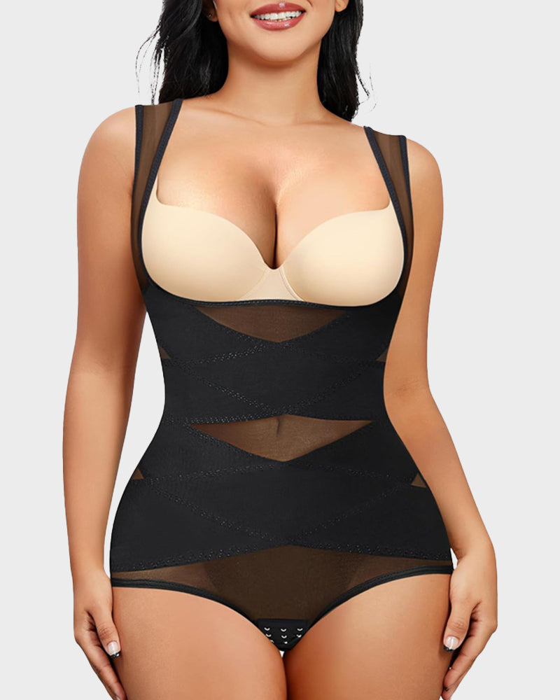 SheCurve®Open Bust Cross Compression Body Shaper