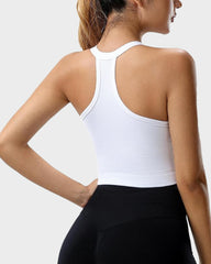 Ribbed Knit Button-Front Racer-Back Tank Top