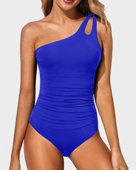 One Shoulder Ruched One Piece Swimsuit