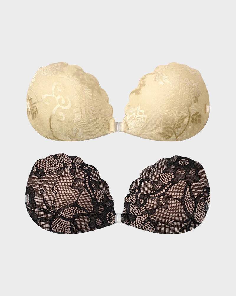SheCurve® Lace Invisible Reusable Push Up Bra With Removable Straps
