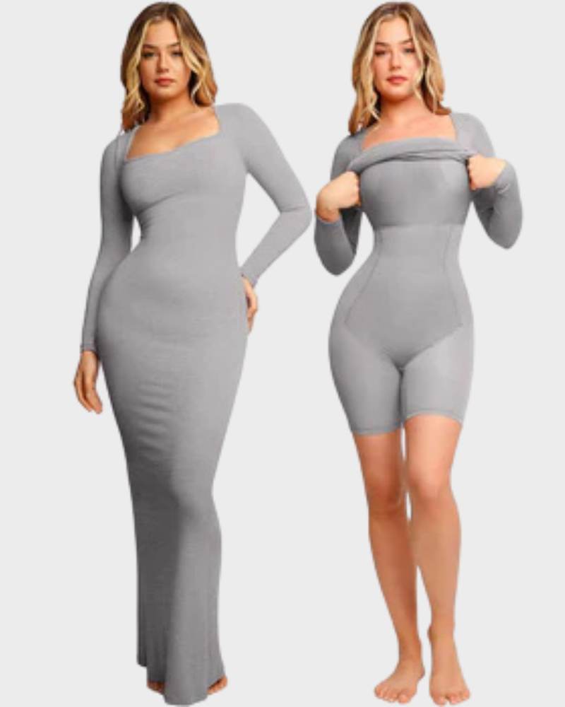 2 in 1 360° Built-in Curvy Slim Tummy Compression Slimming Long Sleeve Shaper Dress