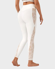 Stylish High-Waisted Lace Panel Yoga Leggings