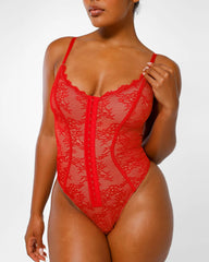 SheCurve® Lace Glamour Flawless Fit Thong Bodysuit