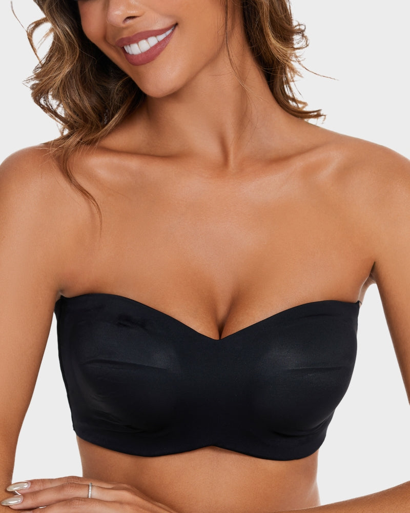  soputry Full Support Non-Slip Convertible Bandeau Bra,  Detachable-Strap Bandeau Bra, Strapless Bra Plus Size (as1, Cup_Band, c,  34, Black): Clothing, Shoes & Jewelry