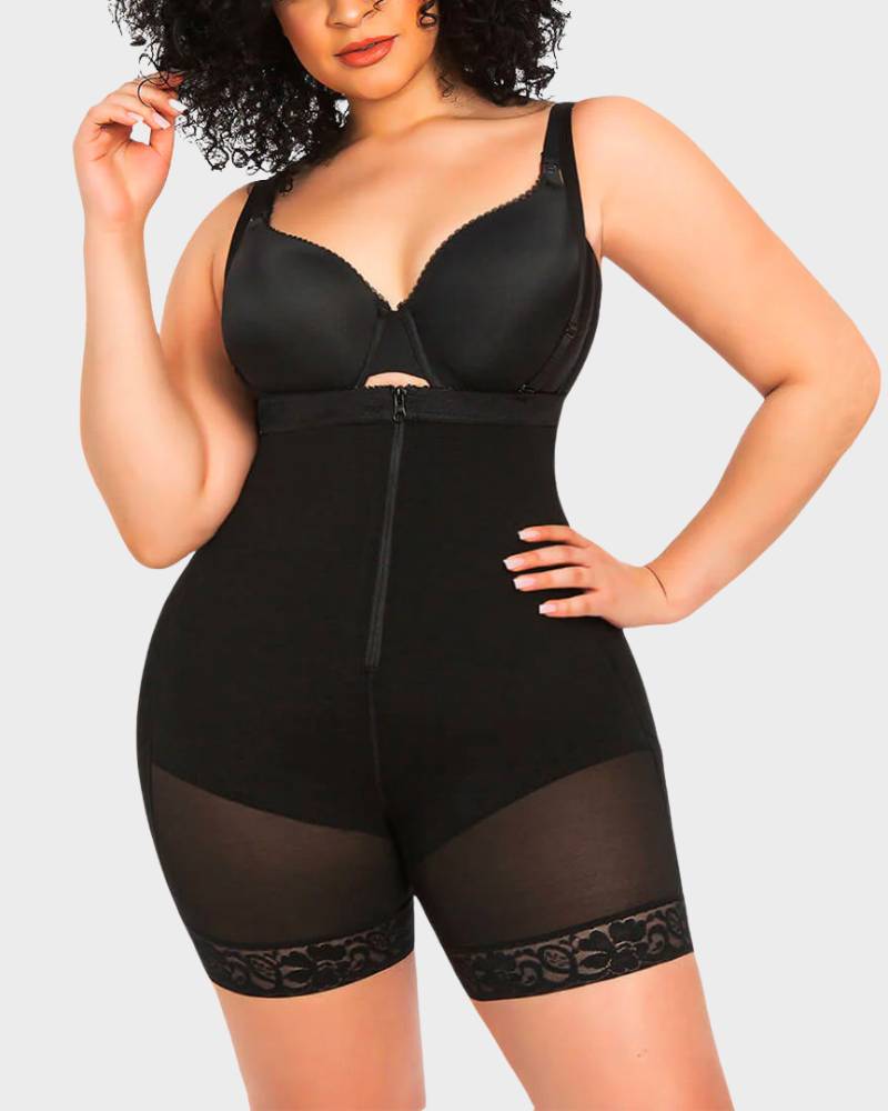 SheCurve® Open Bust Firm Tummy Compression Bodysuit Shaper With Butt Lifter