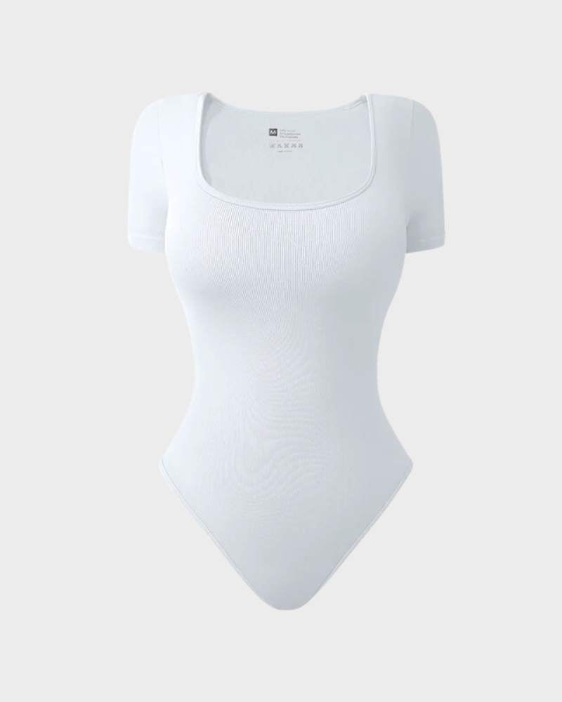 SheCurve® Square Neck Short Sleeve Snatching Bodysuit