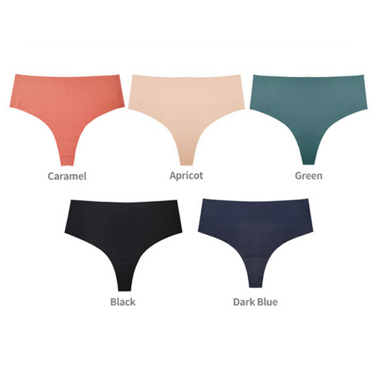 SheCurve®Women's Seamless Solid Color Drop Waist Thong 5-Pack