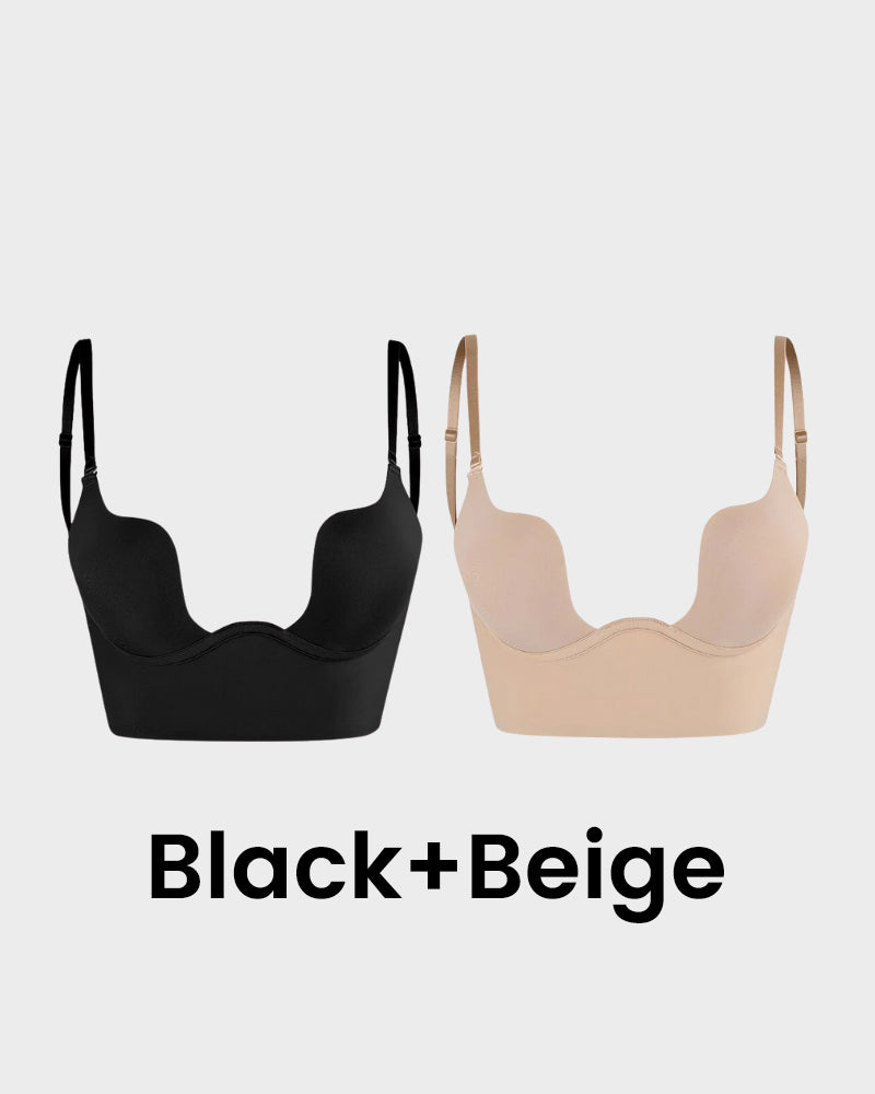 SheCurve® Low Back Secret Plunge Bra - Black+Beige+White (3 Pack)