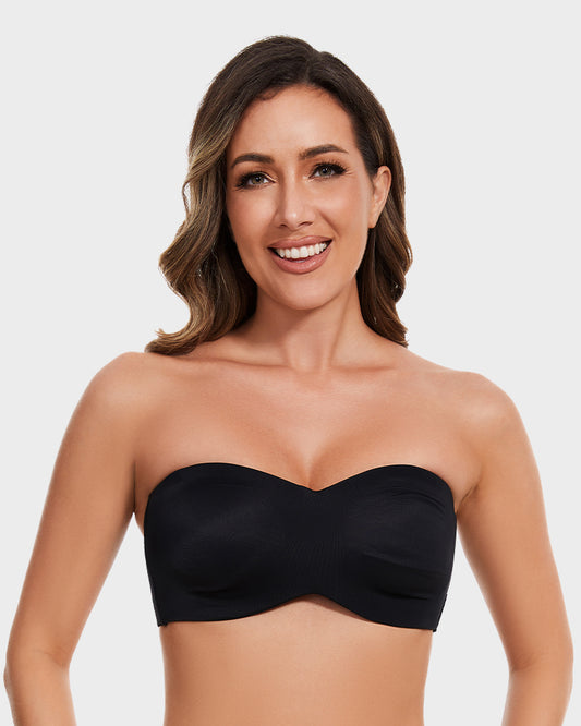 SheCurve® Full Support Non-Slip Convertible Bandeau Bra-Black