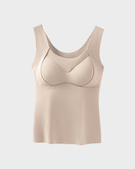 Knit Ribbed Built-In Bra Thickened Thermal Tank Top