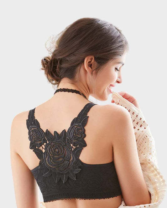 SheCurve® Rose Embroidery Front Closure Bra