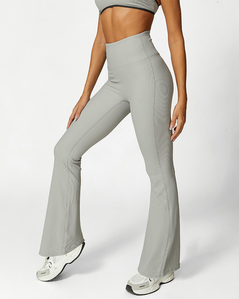 SheCurve®High Waist Ribbed Workout Flare Pants