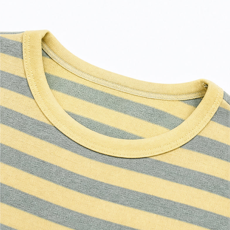 Striped crop top crew neckline