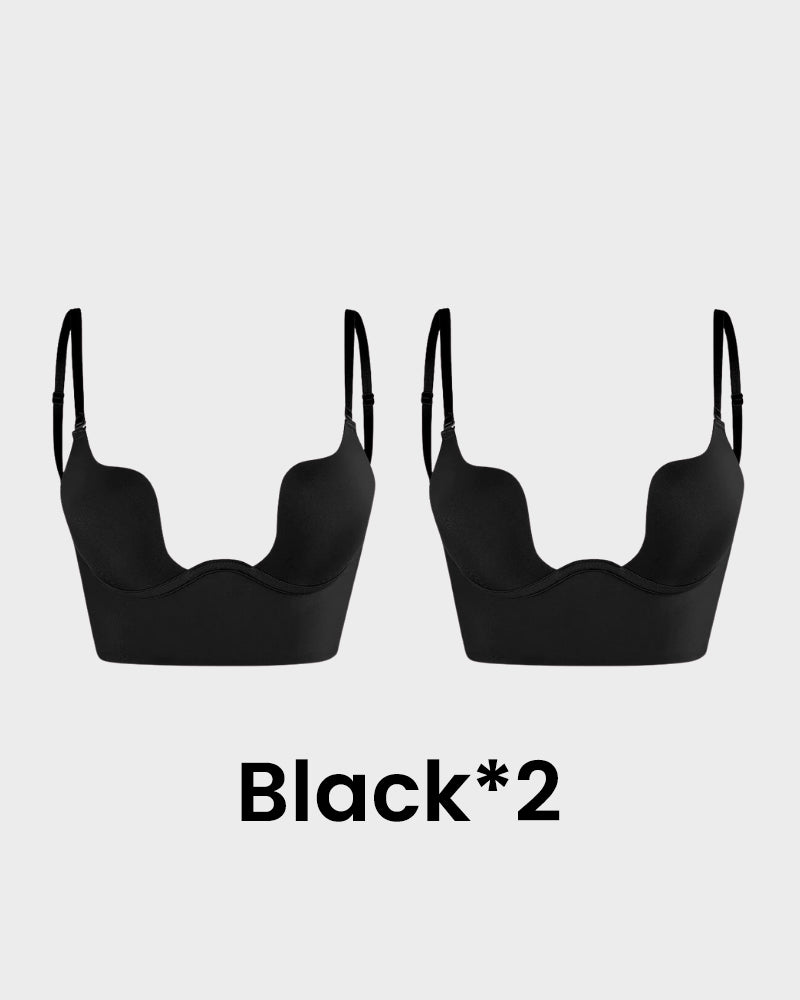 SheCurve® Low Back Secret Plunge Bra - Black+Beige+White (3 Pack)