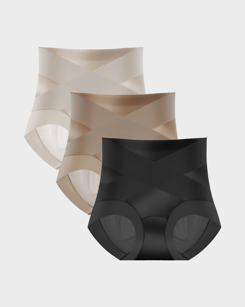 High-Waist Cross Compression Shaping Panties （6 Pack）