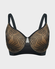 Leaf Pattern Lace Full Coverage Unlined Push Up Bra