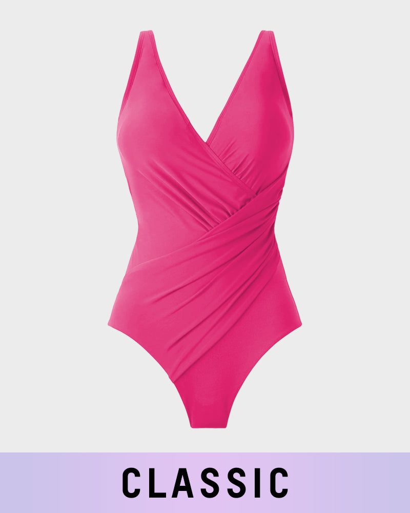 Sculpt Ease Ruched V-Neck One-Piece Swimsuit