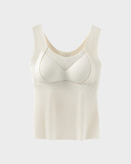 Knit Ribbed Built-In Bra Thickened Thermal Tank Top