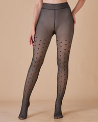 Patterned Warm Fleece Lined Sheer Tights