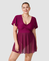 Plus Size Full Coverage Ruffle Swimdress