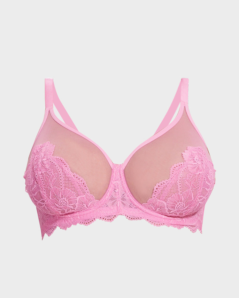 SheCurve® Full Coverage Lace Pink Minimizer Bra