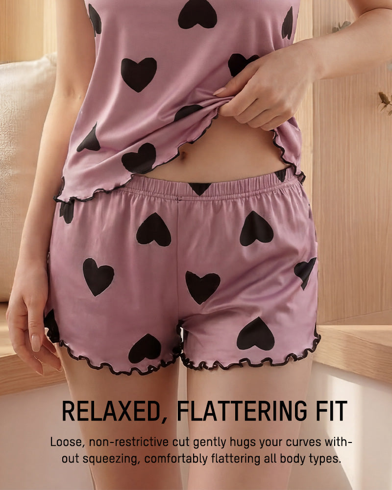 2 Piece Cartoon Print Cami Pajama Set