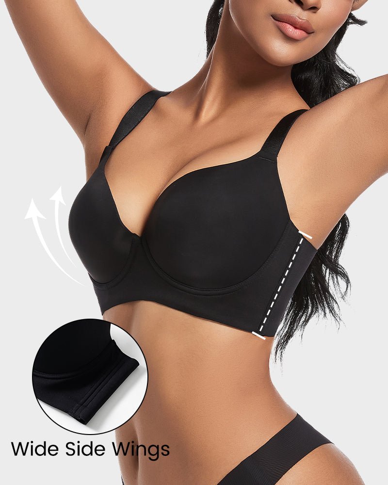 SheCurve®Back Smoothing Push-Up Plunge Bra - Black