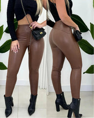 High Waist Faux Leather Leggings