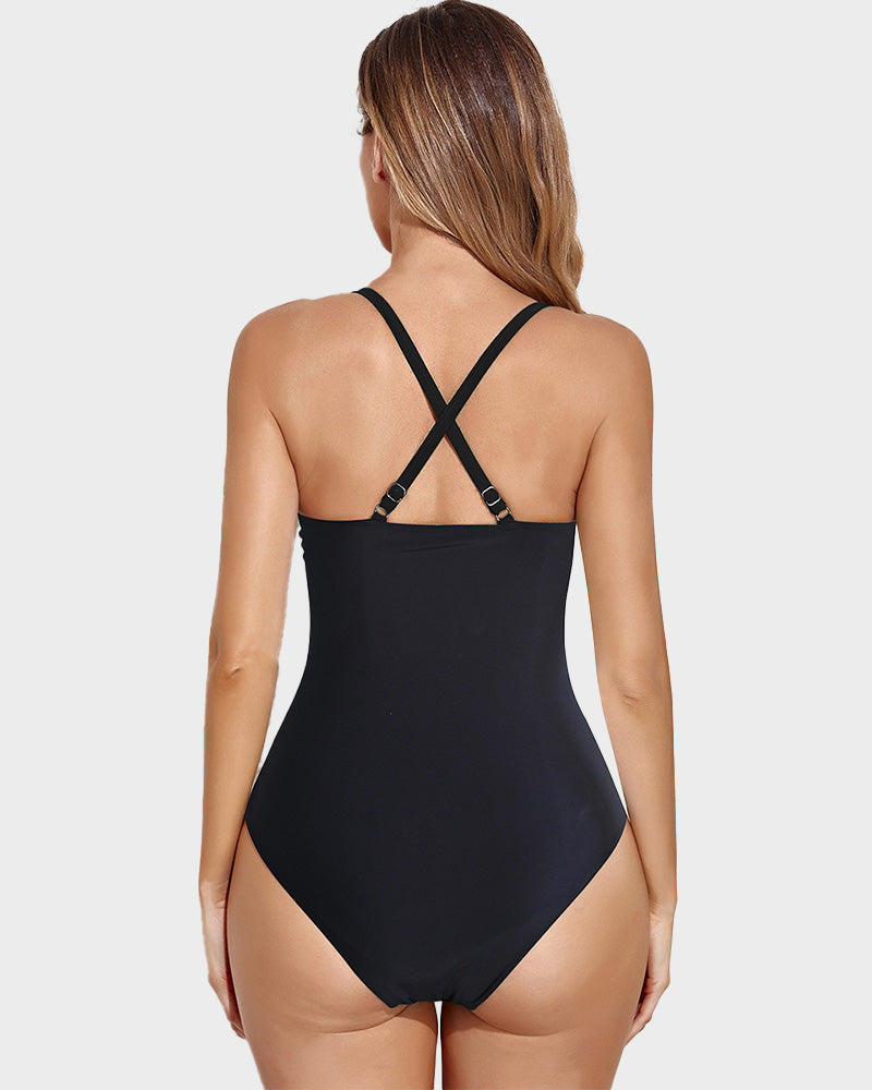 SheCurve® Crisscross Cutout One-Piece Swimwear