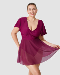 Plus Size Full Coverage Ruffle Swimdress