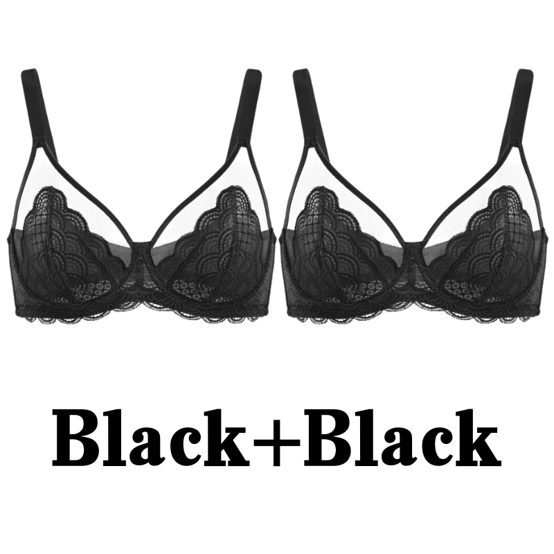 SheCurve®Full Coverage Lace Minimizer Bra - Mermaid Black+Black(2 PACK)