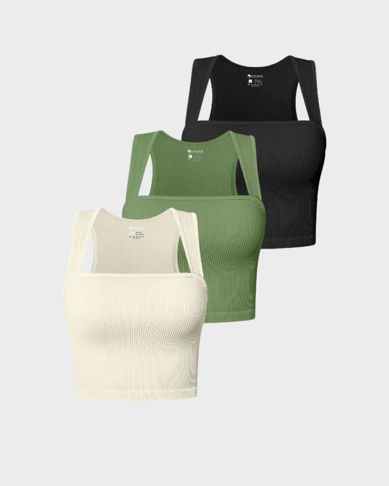 SheCurve® Basic Knit Crop Tank Tops