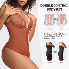 SheCurve® WOMEN FOR SURE®LACE DEEP-V NECK BODYSUITS-RED（BUY 1 GET 1 FREE）