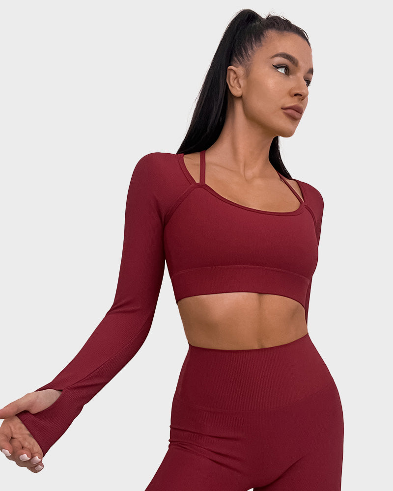 SheCurve®Ribbed Support Active Crop Top