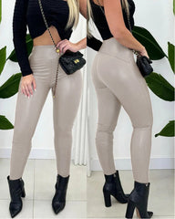 High Waist Faux Leather Leggings