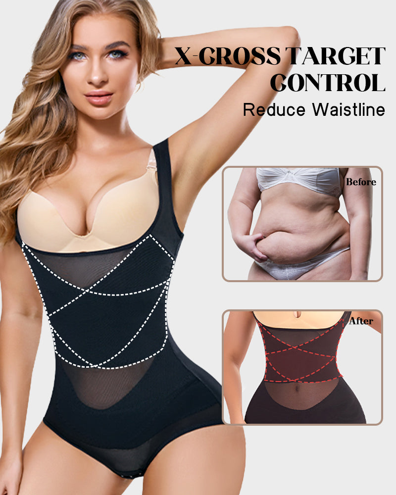 SheCurve®Open Bust Cross Compression Body Shaper