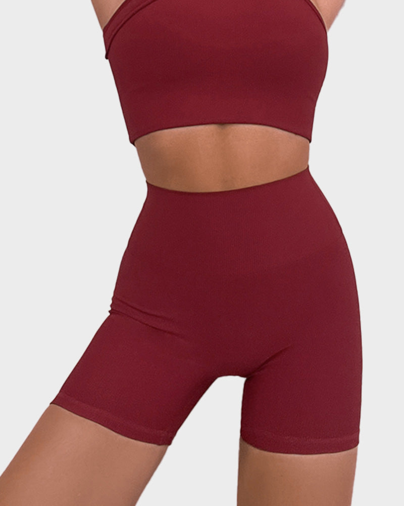 SheCurve®High Waist Ruched Butt Lifting Fitness Shorts