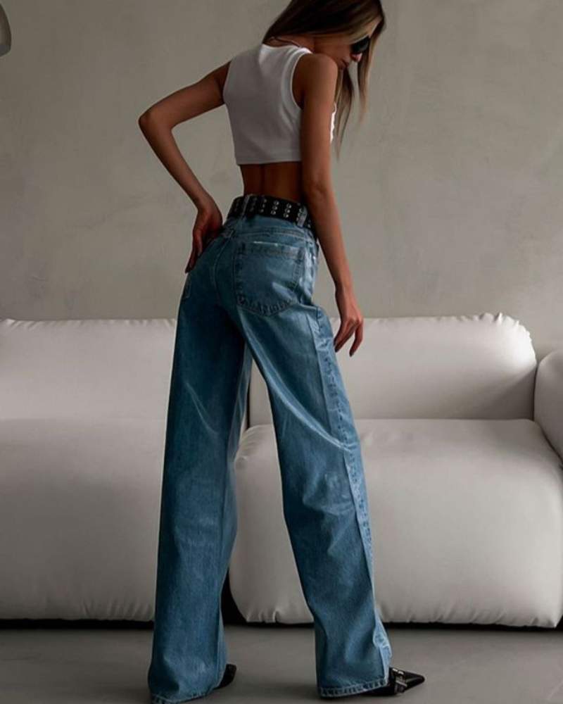 SheCurve® Metallic Baggy Jeans