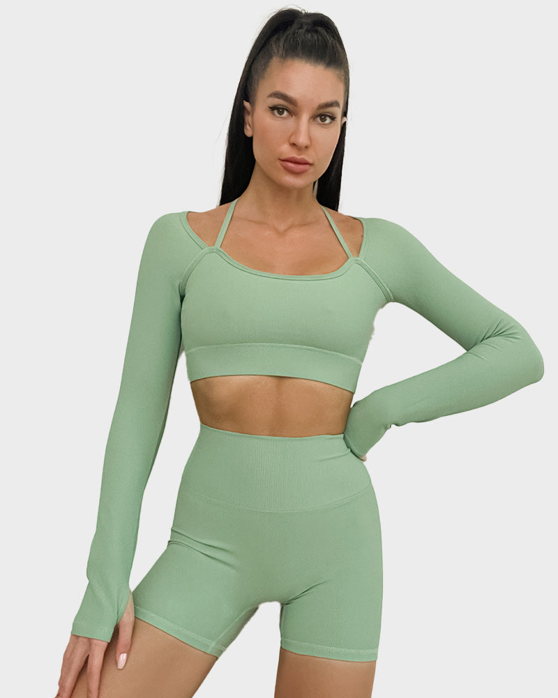 SheCurve®Ribbed Support Active Crop Top