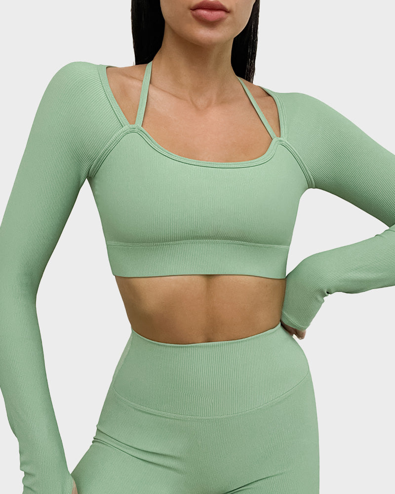 SheCurve®Ribbed Support Active Crop Top